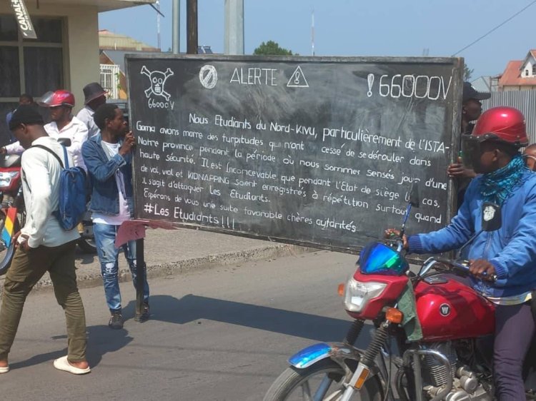 Goma : Manifestation contre le kidnapping, des étudiants de L'ISTA dans la rue